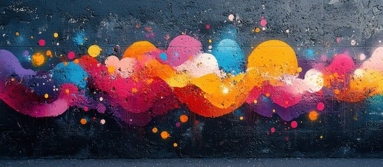 Wall Mural - vibrant abstract mural with flowing colors & dots