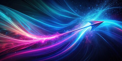Wall Mural - a futuristic arrow piercing through vibrant cosmic nebulae, representing progress and innovation in 