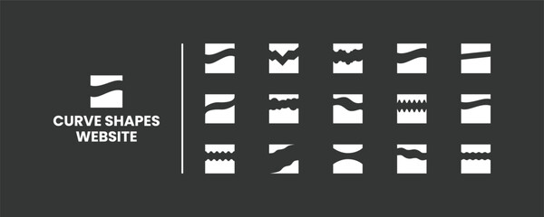 Collection of dividers shape templates. Modern separator header for website and app. Curve lines, wave collection of abstract design element for top and bottom page web site.Vector Illustration