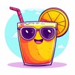© anton - Refreshing Cartoon Juice Cocktail Character with Sunglasses for a Fun Summer Party