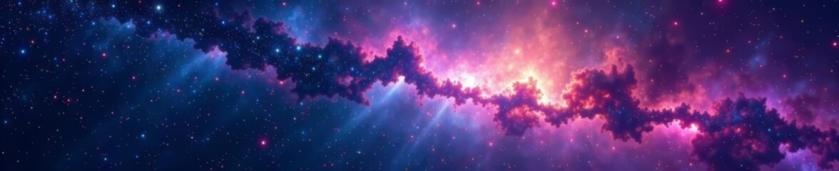 Wall Mural - Starry sky with bright nebulae and sparkling stars, night, space