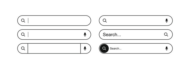 search here. search bar for ui. search bar vector icons in flat design, isolated on transparent back