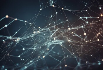 Wall Mural - abstract connected dots lines concept ai technology motion digital data flow communication technolog