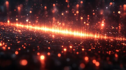 Wall Mural - glowing orange particles and bokeh effect.