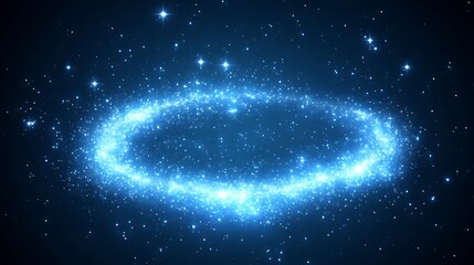 Wall Mural - glowing blue ring of light and stars.