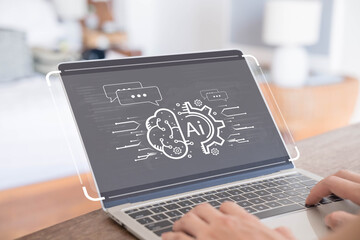 Wall Mural - development which is smart robot conversation. communication is open for chat customers, chatbot dig
