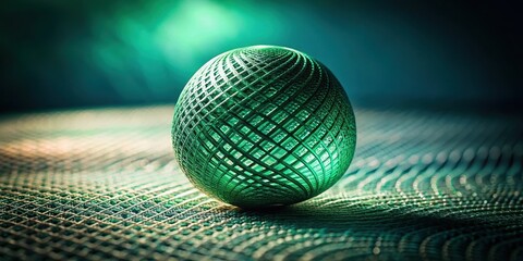 Wall Mural - emerald orb rests on intricate woven surface, illuminated by a subtle light source