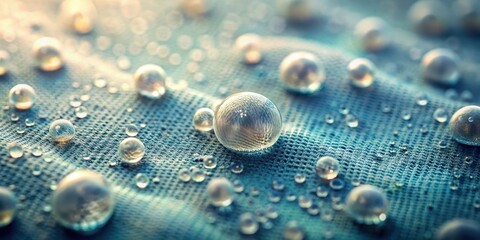 Wall Mural - macro view of water droplets on a textured surface, revealing the intricate details of liquid behavi
