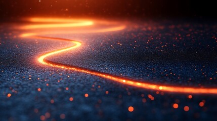 Wall Mural - glowing orange trail on dark textured surface.