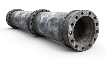 Aufkleber - Rusty metal pipe with flanges isolated on white background.