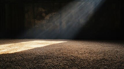 Poster - Sunbeam illuminating grain in dark storage.