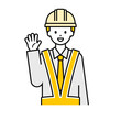 © Yuwaii design - 上半身のポーズ_シンプルな交通誘導員の男性02