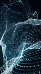 Wall Mural - fantastic vertical video animation with particle wave object in slow motion, 2304x4096 loop 4k