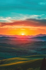 Wall Mural - Sunset Over Rolling Hills