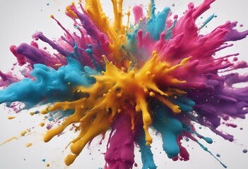 Wall Mural - dust white explode design wallpaper paint background frame splash colorful neon color abstract smoke