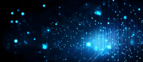 Wall Mural - futuristic digital background with blue glowing particles and lines, perfect for technology, science