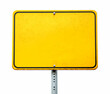 © sornram - A blank, weathered yellow sign on a post against a white background, ideal for custom messaging and direction.
