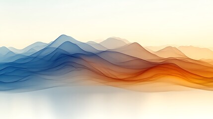 Wall Mural - abstract blue and orange wave landscape.