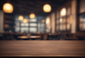 Wall Mural - empty space used background be table abstract front mock dark wooden montage display your blurred re
