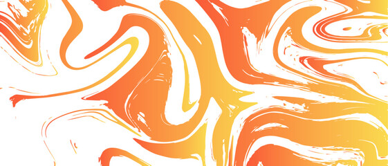 Poster - Liquify orange, yellow and white abstract background with premium marbleized design. Marble texture with waves and mixing oil paint Fluid  ink water design. Colorful liquid and splash of paint.
