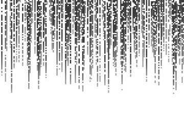 Pixel vector pattern. Gradient horizontal speed lines with halftone texture. Digital computer game design with square mosaic texture. Comic grid rain on white background.