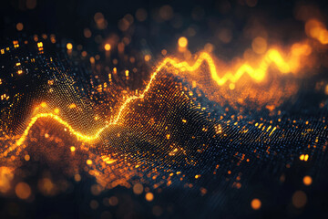 Poster - Abstract visualization of data flow, depicting dynamic energy and information streams with a glowing wave pattern.