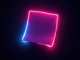 Wall Mural - neon neon sign with a purple and blue square in the middle. the sign is glowing