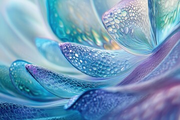 Fototapete - A detailed close-up reveals an abstract flower with intricate petal textures in shades of blue and purple.