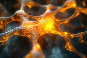 Poster - Abstract glowing network with interconnected lines and nodes, resembling neural pathways or energy flow in a complex system.