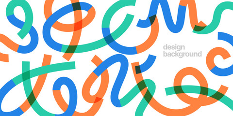 Wall Mural - background with wavy colored shapes. vector squiggles lines for flyer, poster, cover or banner.
