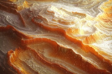 Aufkleber - Abstract landscape with textured layers of orange, white, and gray with sparkling highlights, creating a warm atmosphere.