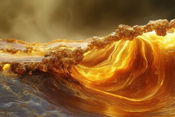Aufkleber - A powerful wave surges forward, bathed in golden sunlight, creating a dramatic and mesmerizing display of nature's force.