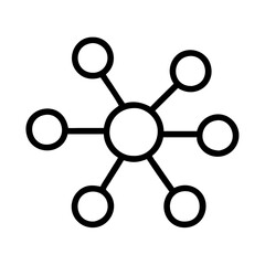 Network connection diagram with central node and connected nodes for data communication and structure design