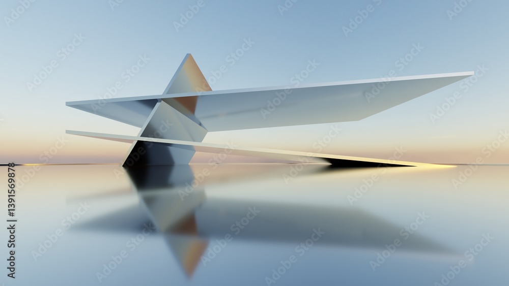 3d illustration of abstract minimal architecture background, geometric ...
