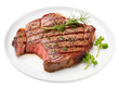 © Pro SVG Files - Top-Down View of Grilled Steak on White Plate Isolated on Transparent Background