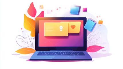 Wall Mural - a laptop getting extra protected by cybersecurity software