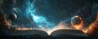 © sarinrat - Open book, cosmic nebula, planets. Fantasy, science fiction.