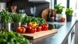 © Irina - Modern kitchen with fresh vegetables on the countertop inviting healthy cooking