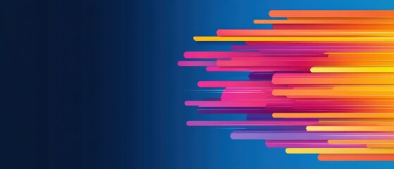 Wall Mural - abstract colorful lines on blue background, dynamic motion graphic design with vibrant gradient, mod