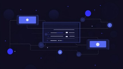 Wall Mural - a representation of what an api connection looks like. use a modern design with dark blue tones and 