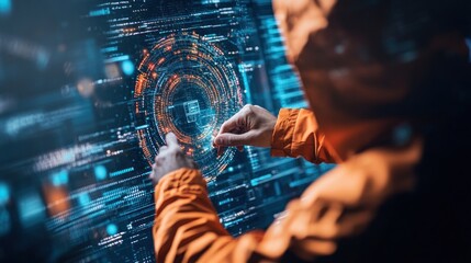 Person interacting with interactive display