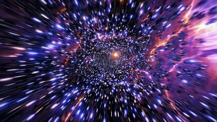 Wall Mural - a dynamic video concept of a cosmic journey through a star-filled galaxy, captured with a central zo