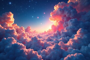 celestial beauty floating amidst cosmic clouds, serene, beauty, cosmic