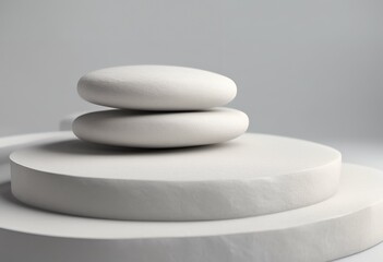 Wall Mural - platform white minimalistic display backdrop stone object plate product background cosmetic podium 3