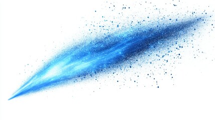 Wall Mural - abstract blue light streak, energy burst, glowing particles isolated on white background.