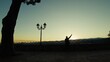 © Polonio Video - Silhouette Of A Man Indicates The Places Visible From Overlooking The Sunset