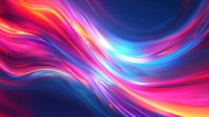Wall Mural - abstract vibrant swirling neon light waves background.