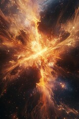 Wall Mural - abstract explosion of light and color with a central bright burst.