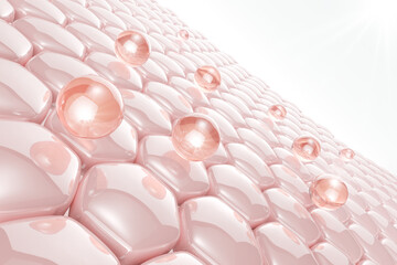 Wall Mural - cosmetic serum oil drop on skin cell, skin repair, moisturizer, collagen serum, exosome with skin ce