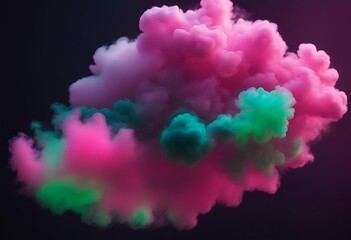 Wall Mural - elements multicolored puff dark design neon green smoke pink cloud background ink texture smoky flow